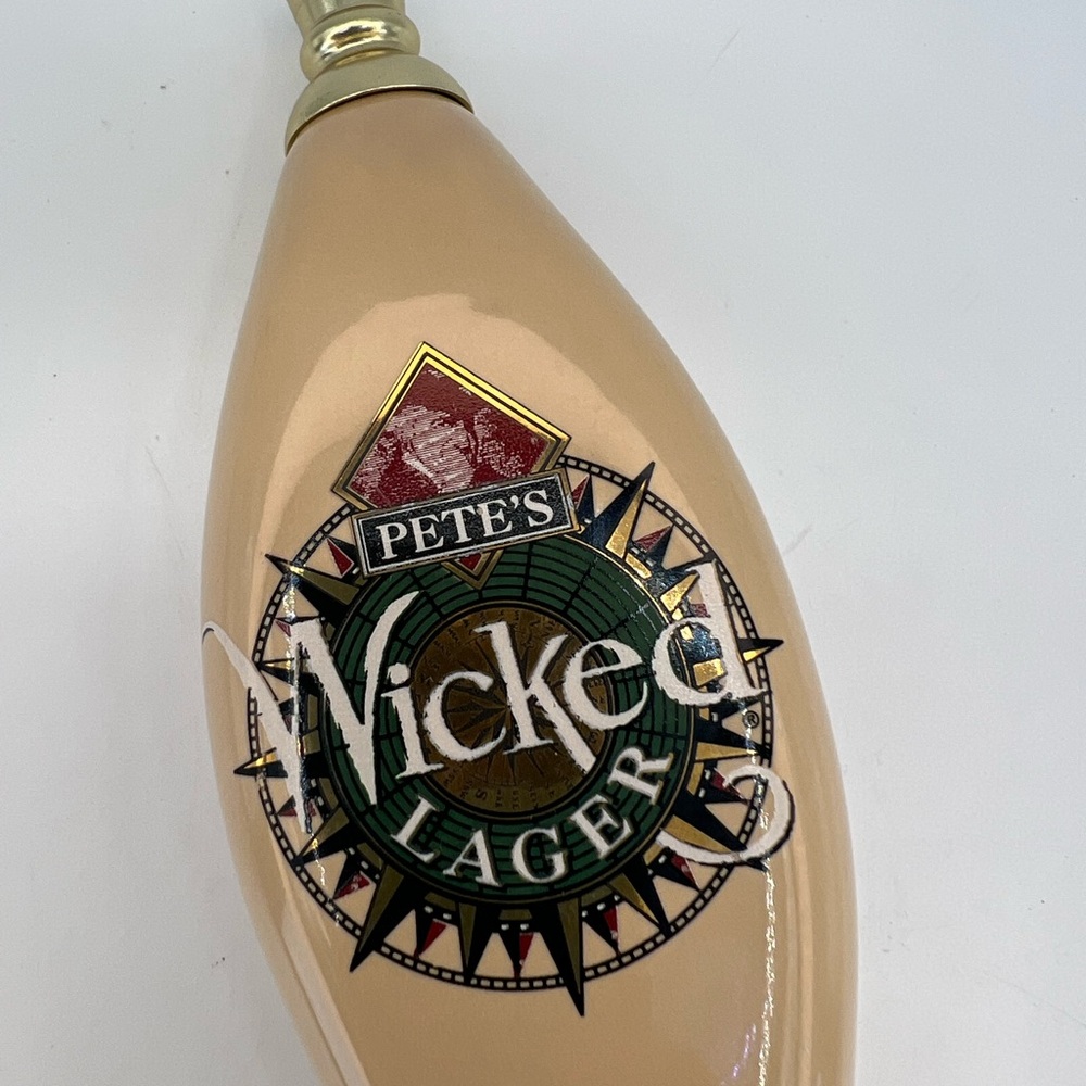 Pete's Wicked Lager Pub Bar Beer Porcelain Keg Tap Handle San Antonio Texas - Picture 2 of 7